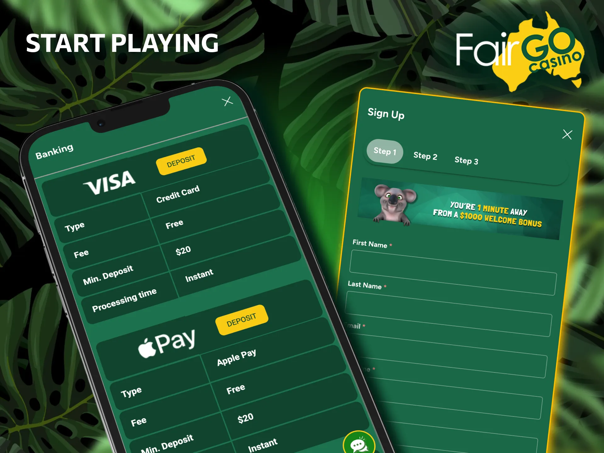 Get started fast with Fair Go Casino mobile login and betting.