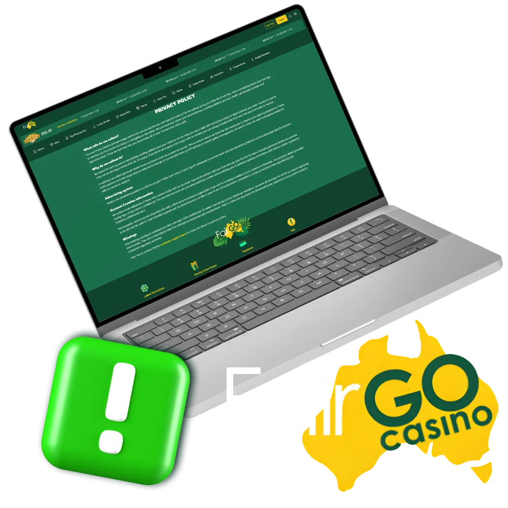 Fair Go Casino collects basic info like name, email, and payment details.