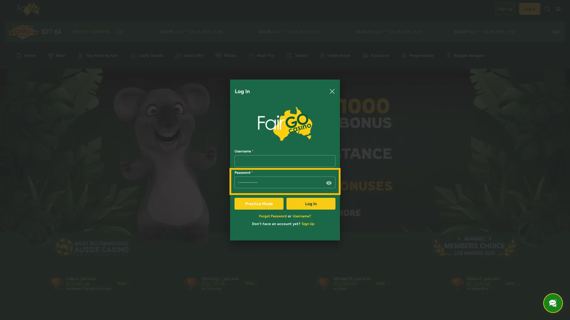 Save your details to log in faster at Fair Go Casino.